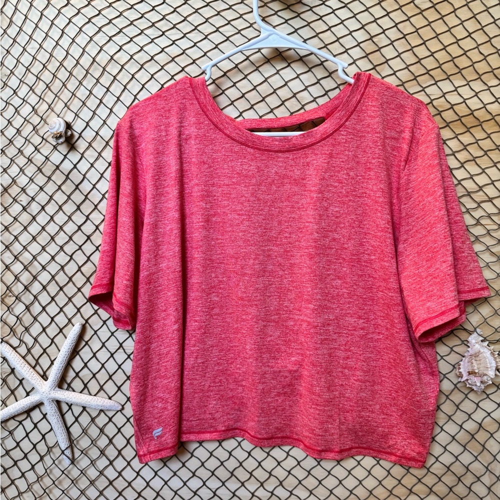Fabletics Pink Cuffed Sleeve Crop Top